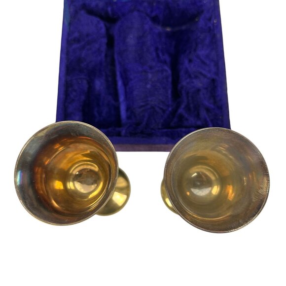Brass Goblet Set Of 2 In Velvet Box Made In India Vintage Style Elegant Design - Picture 3 of 8